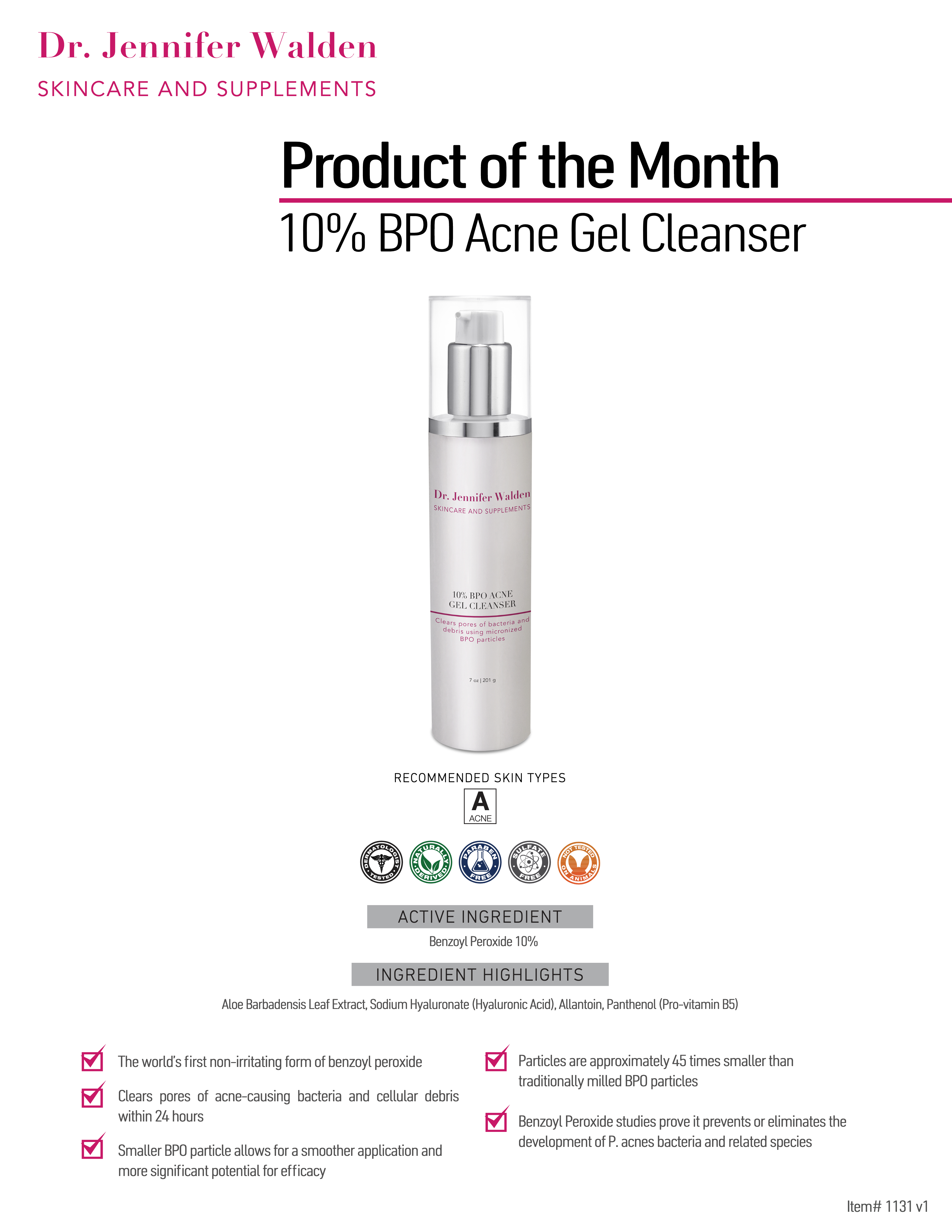 10% BENZOYL PEROXIDE ACNE GEL CLEANSER