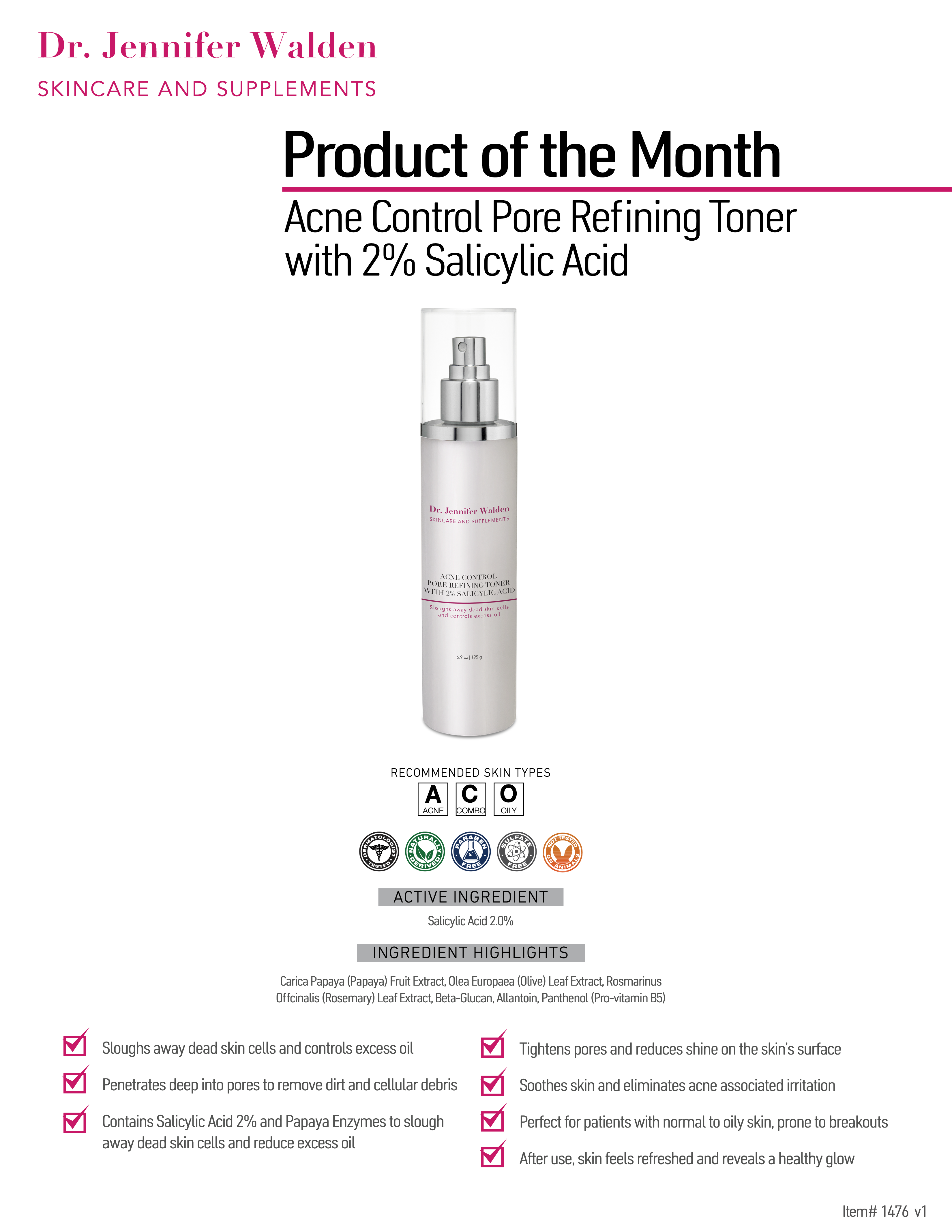 ACNE CONTROL PORE REFINING TONER WITH 2% SALICYLIC ACID